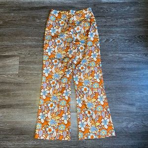 Floral Retro Flared Trousers